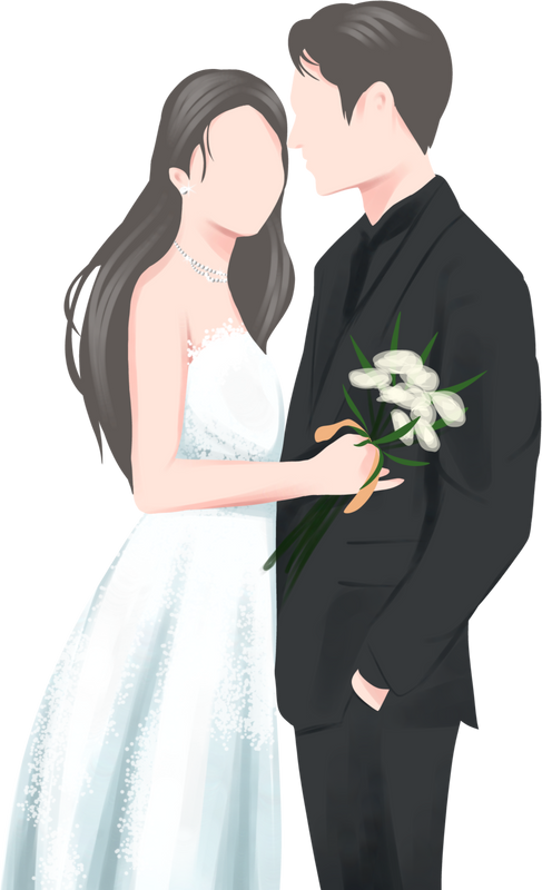 watercolor wedding couple